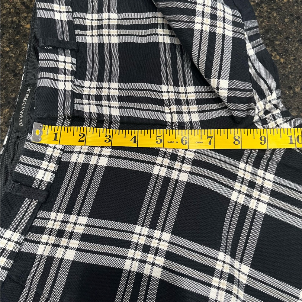 Banana Republic Black White Tan Plaid Women's Capri Cropped Ankle Pants Trousers - Picture 10 of 14